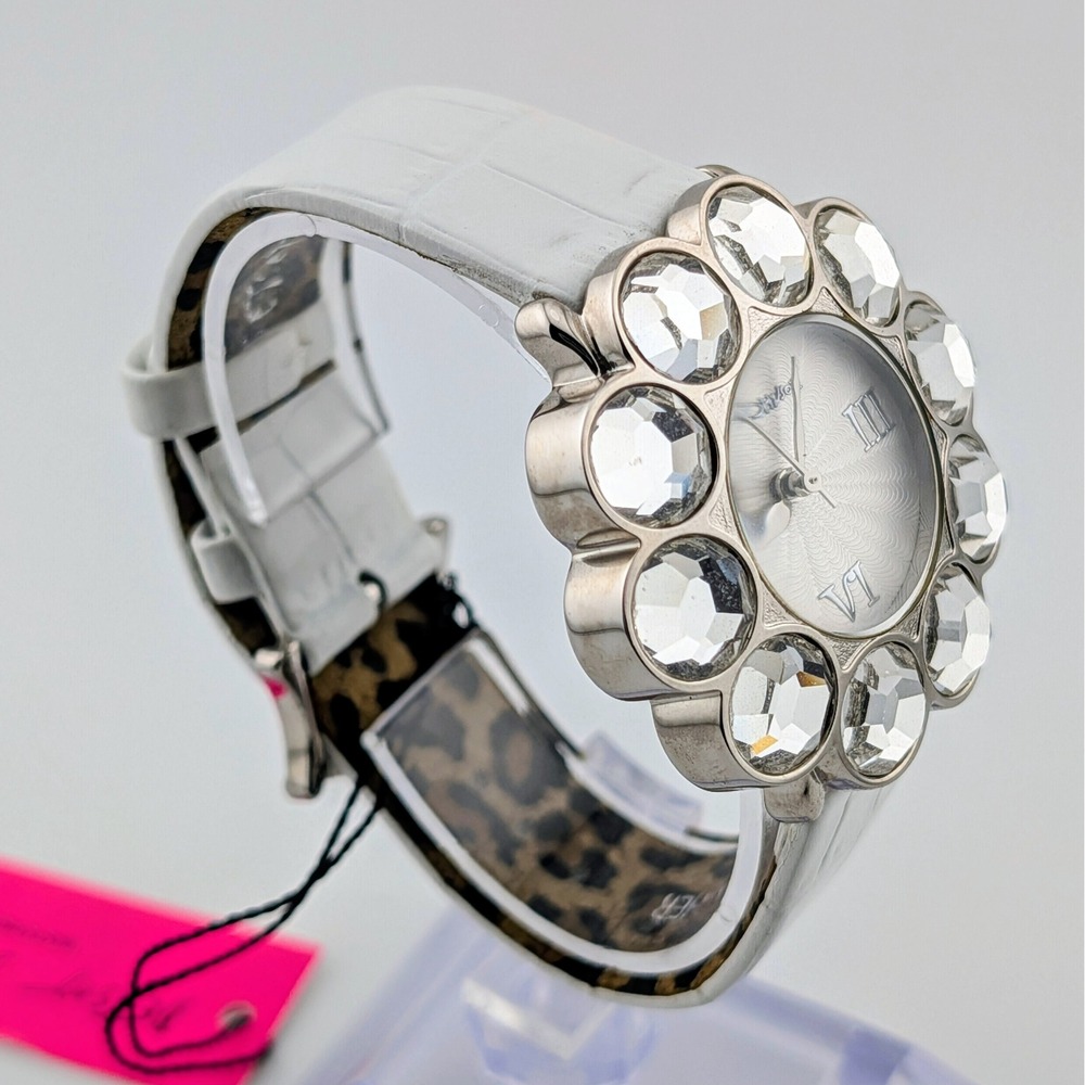 Betsey Johnson BJ2056 NWT Rhinestone Flower Statement Women's Watch 41mm - Picture 6 of 12